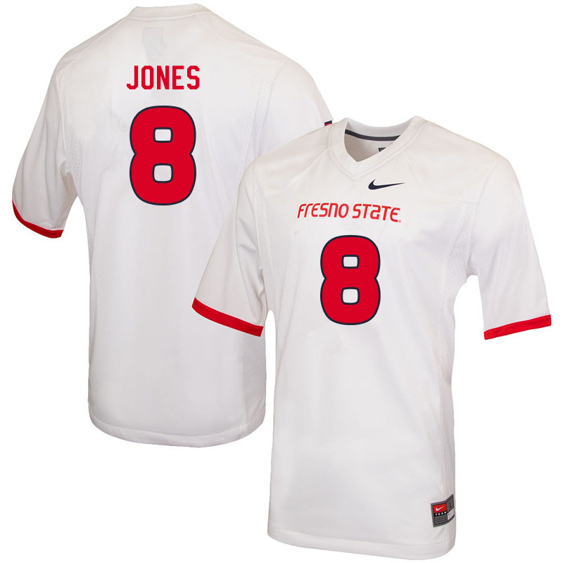 Men #8 Ty Jones Fresno State Bulldogs College Football Jerseys Sale-White - Click Image to Close